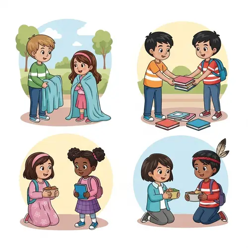 Children's Acts of Kindness Illustration | Heartwarming Scenes