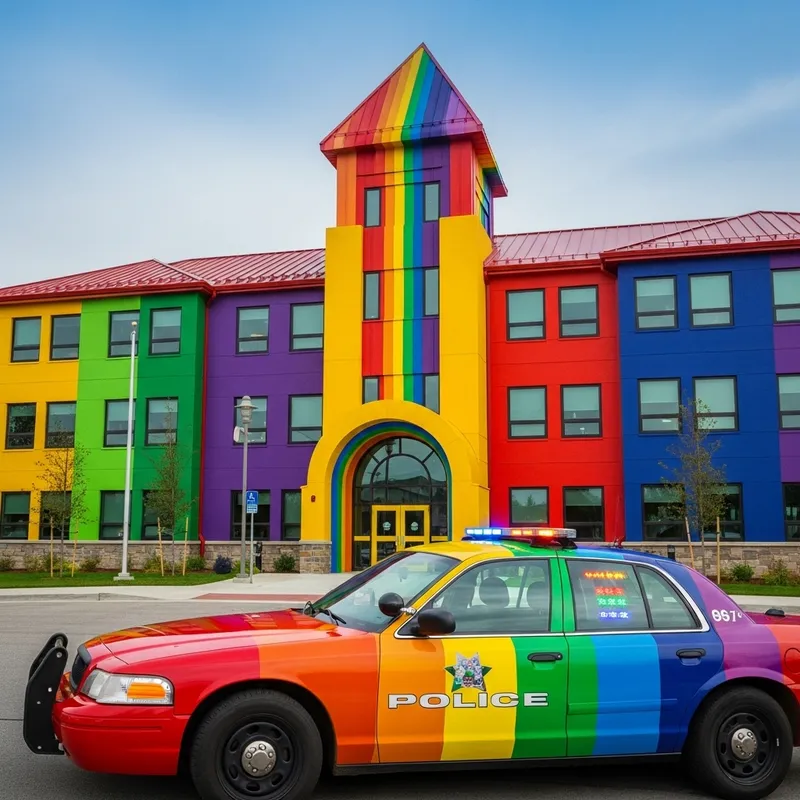 Colorful Police Station: Symbol of Diversity & Inclusivity