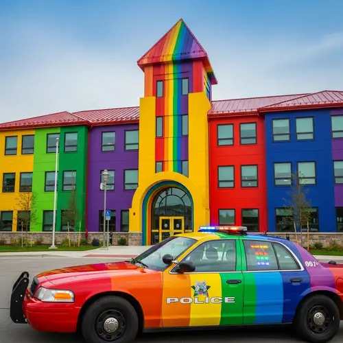 Colorful Police Station: Symbol of Diversity and Inclusivity
