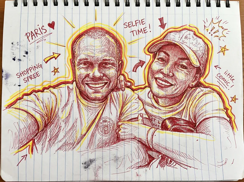 Vibrant Hand-Drawn Portraits in Red & Yellow Vibrant Hand-Drawn Portraits in Red & Yellow