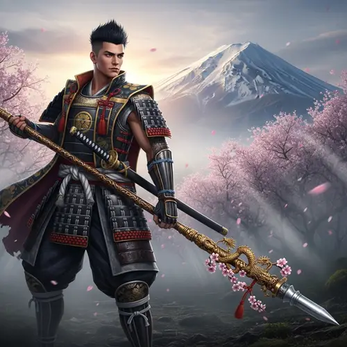 4K Samurai Wallpaper | Character with Ornate Staff