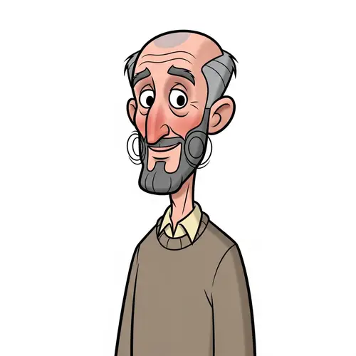 Animated 55-Year-Old Caucasian Man Portrait with Unique Style