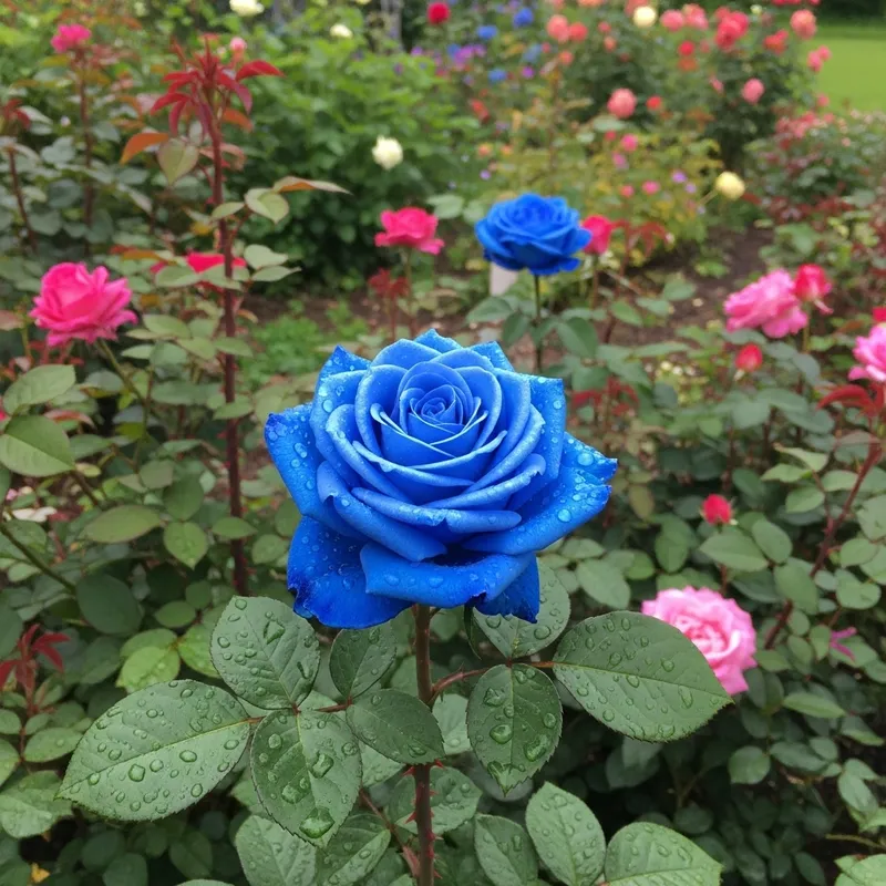 Blue Rose Garden Scene - Stunning & Unique Floral Display