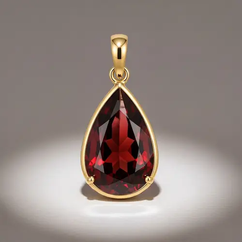 Elegant Raindrop Pendant with Almandine Garnet & Gold