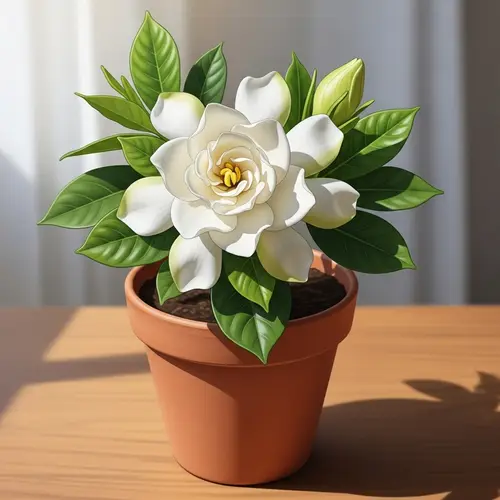 Gardenia Flower in Terracotta Pot - Serene Indoor Beauty