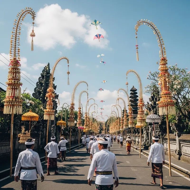 Celebrate Galungan with Festive Balinese Bamboo Poles