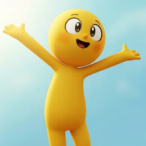 Joyful Tall Yellow Character | Expresses Happiness in Friendly Pose