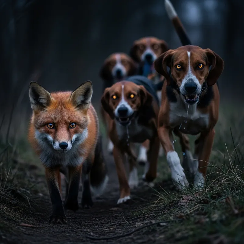 Creepy Fox Chase: Ominous Twilight Pursuit Creepy Fox Chase: Ominous Twilight Pursuit