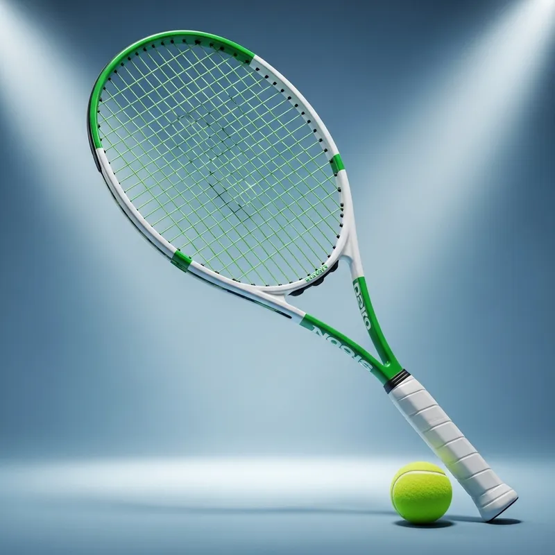 White and Green Tennis Racket with Stylish Design