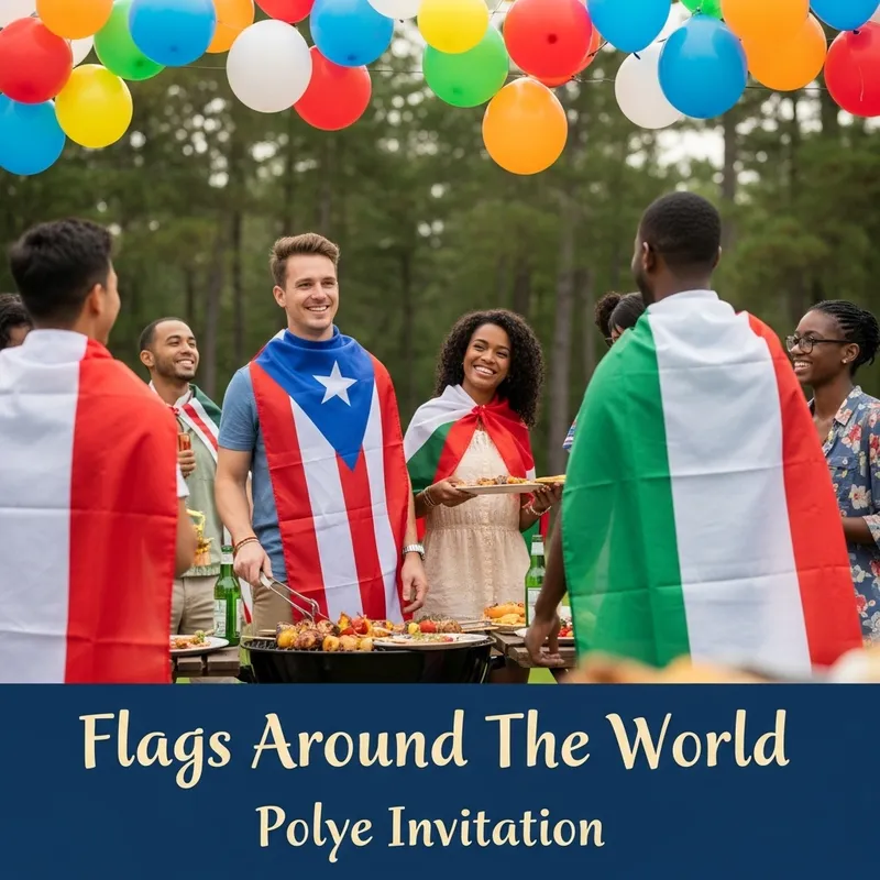 Flags Around The World Celebration BBQ Invitation Flags Around The World Celebration BBQ Invitation