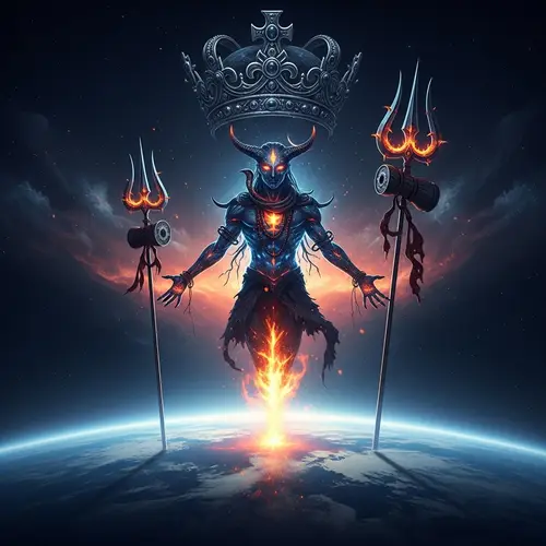 Cosmic Entity with Demonic Characteristics | Symmetrical and Grand Scene