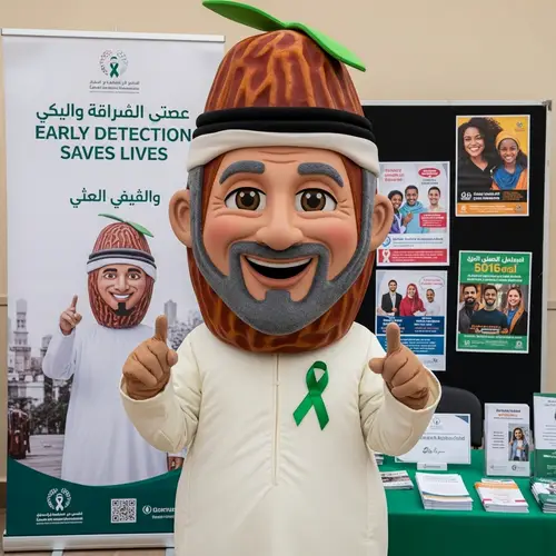 Middle-Eastern Man Mascot Promoting Cancer Awareness | Date Fruit Theme
