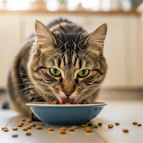 Cat Eating Food Image