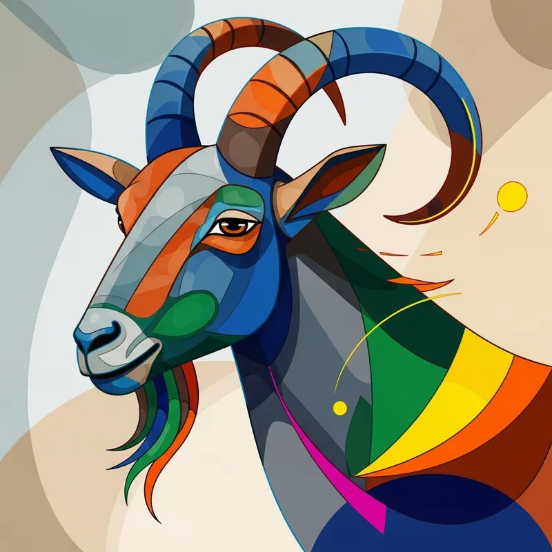 Ethereal Abstract Goat Art | Vibrant Geometric & Organic Forms Ethereal Abstract Goat Art | Vibrant Geometric & Organic Forms