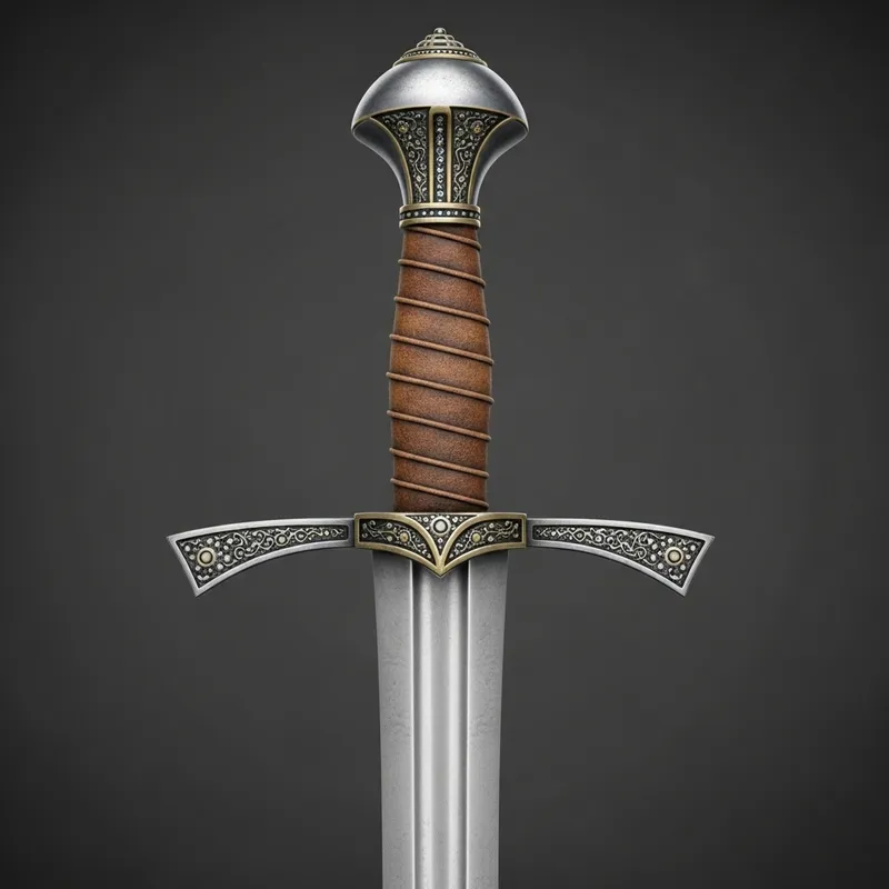 Intricate Medieval Sword - Detailed Design with Polished Steel Blade