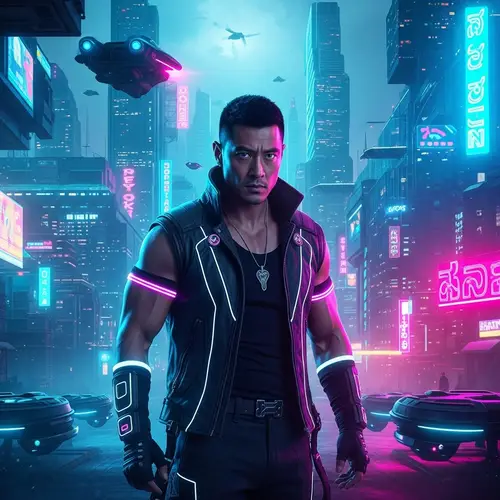 2024 Future-Centric Kannada Film with Chinese Actor in Cyberpunk City