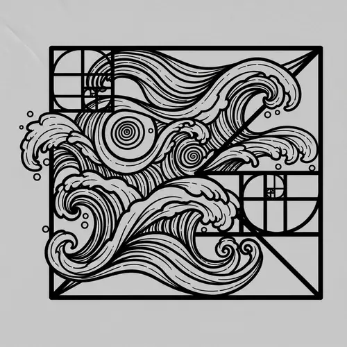Monochrome Waves and Golden Ratio Elegance