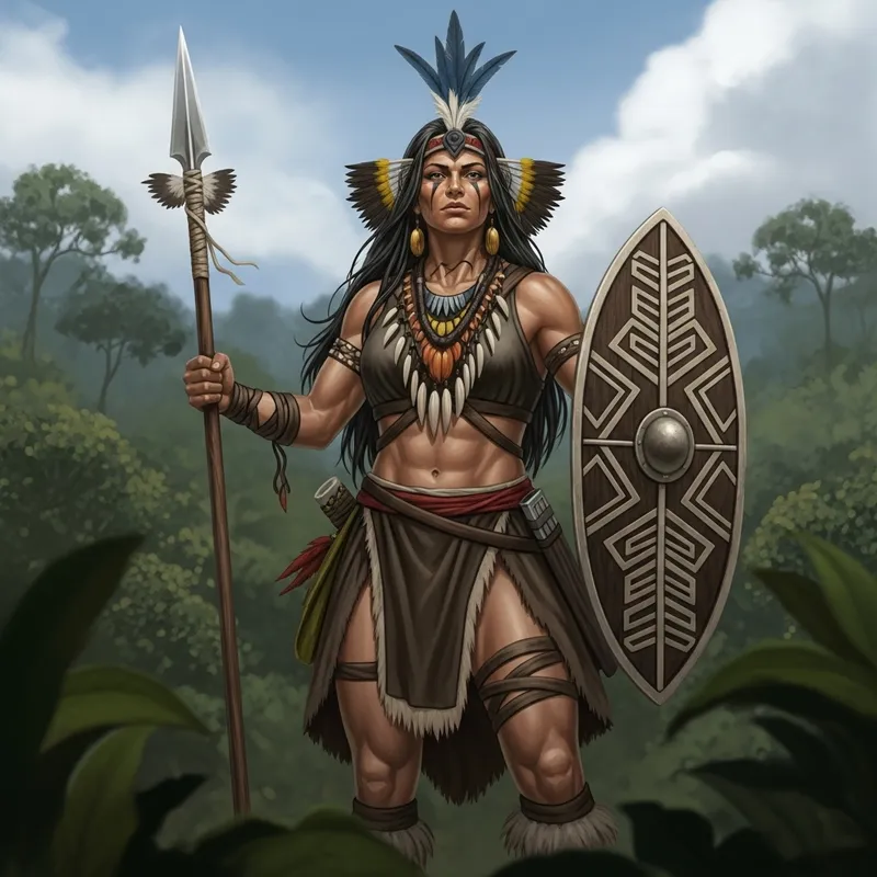 Amazonian Warrior with Spear and Shield