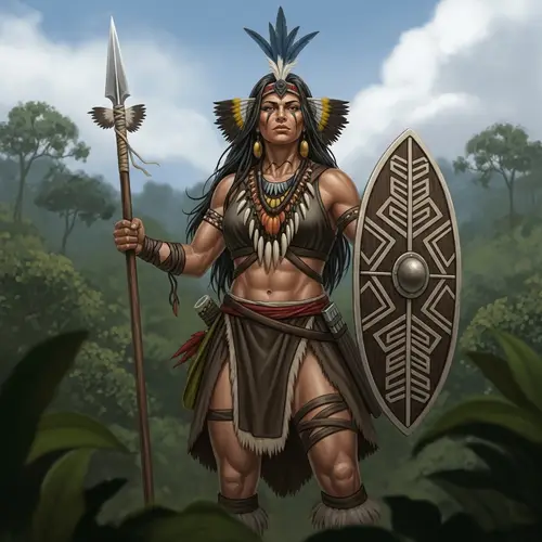 South American Female Warrior | Amazonian Fighter with Spear & Shield
