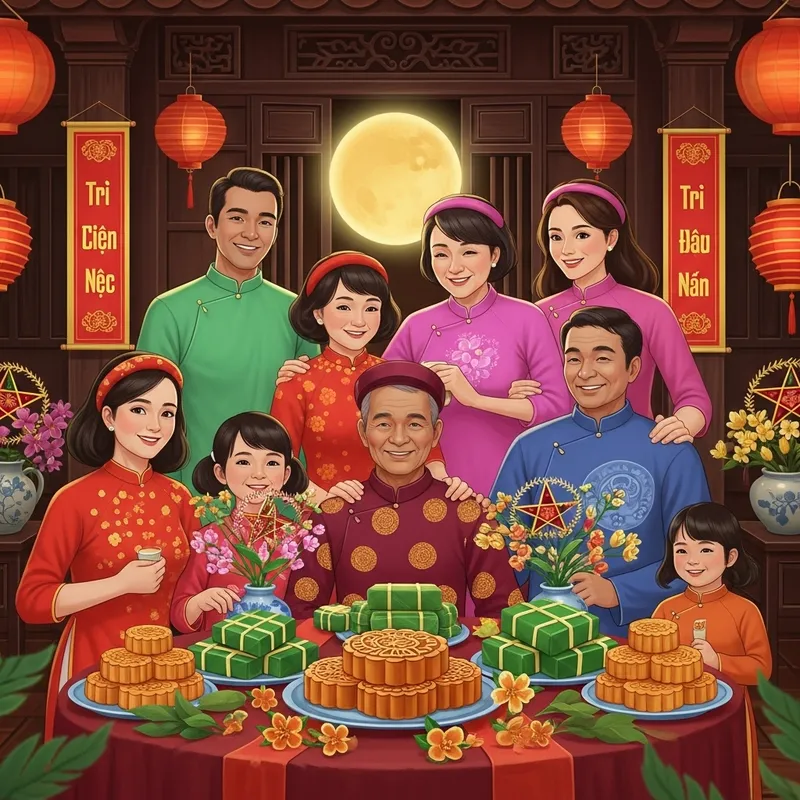 Mid-Autumn Festival Vietnamese Family Gathering & Vibrant Atmosphere