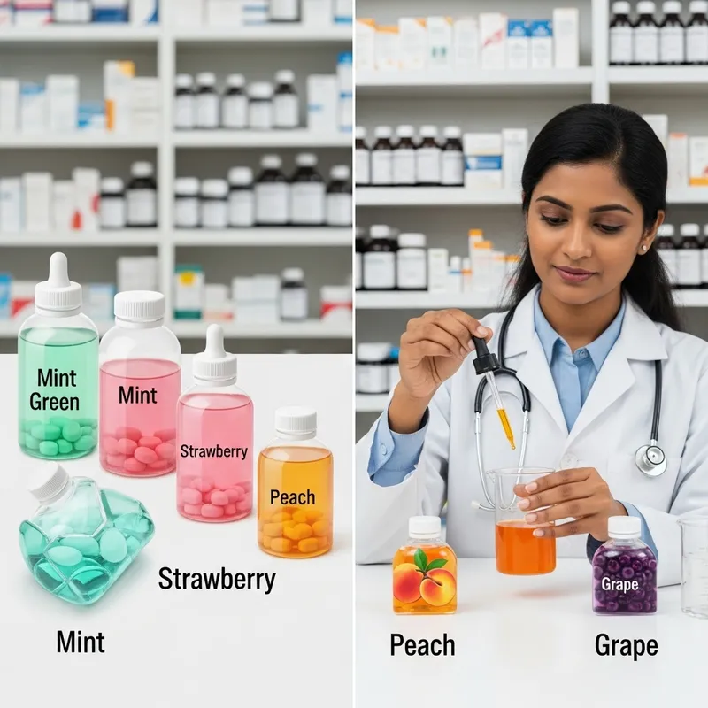 Diverse Medicine Flavours: Mint, Strawberry, Peach, Grape Diverse Medicine Flavours: Mint, Strawberry, Peach, Grape