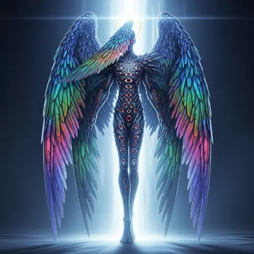 Biblical Angel Boss: Divine Being with Multitude of Eyes & Six Wings