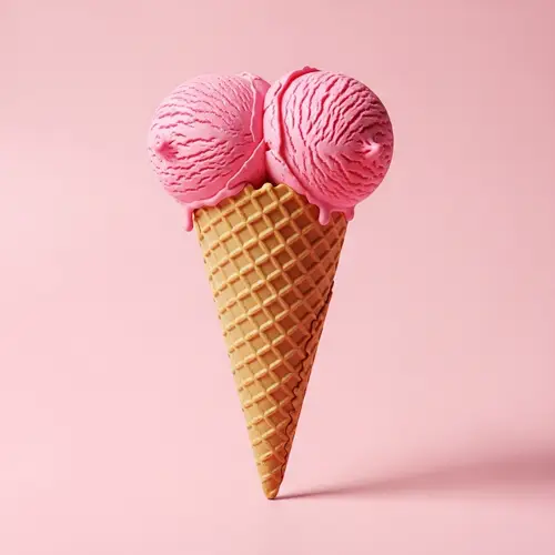 Quirky Ice Cream Cone with Strawberry Scoops