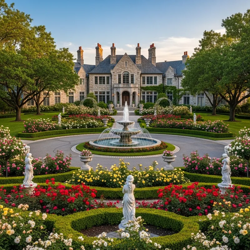 Picturesque Stone Mansion and Manicured Garden Picturesque Stone Mansion and Manicured Garden