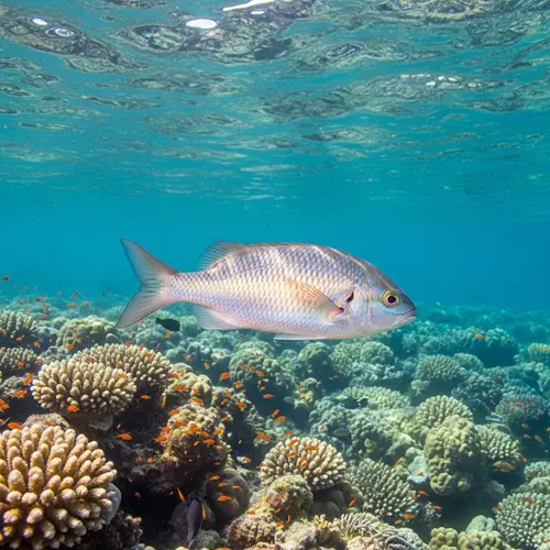 Vibrant Underwater Scene with Iridescent Fish and Colorful Coral