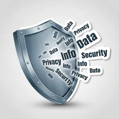 Cyber Safety Sticker Design - Shield and Security Icons