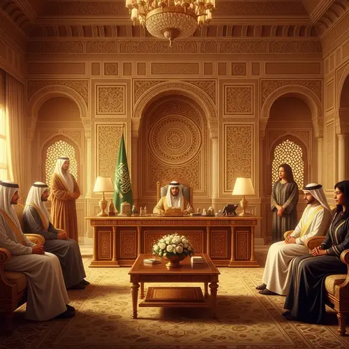 Luxurious Saudi Royal Palace with Regal Dignitaries | Heritage Elegance