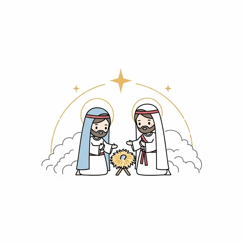 Minimalist Birth of Jesus Christ Drawing | Fine Lines