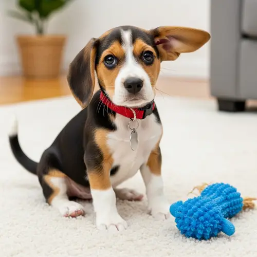 Adorable Tri-Colored Beagle Puppy on Plush Carpet | Cute Beagle