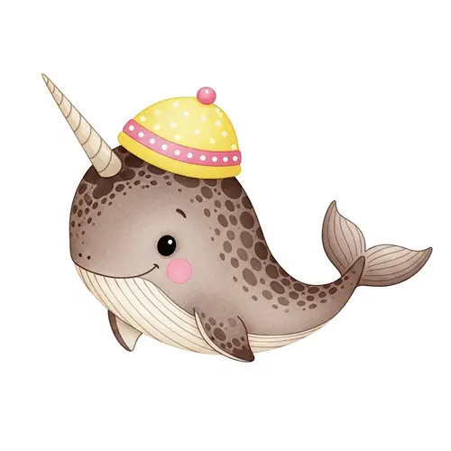 Charming Cartoon Narwhal for Children's Storybooks – Nordic Design