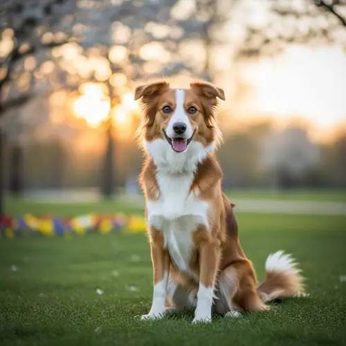 Charming Medium-Sized Dog with Sparkling Eyes | Serene Park Setting