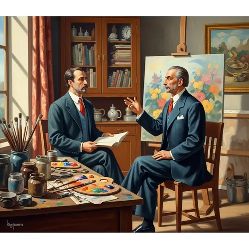 Abstract Political Discussion in Artist's Studio