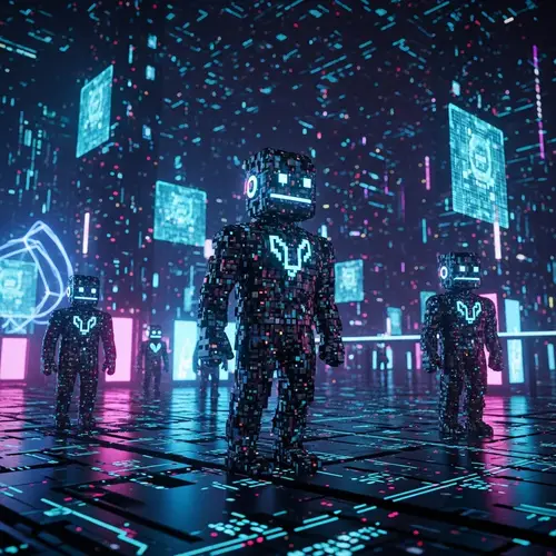 Pixelverse: Cyber Men in a High-Tech Digital Cityscape