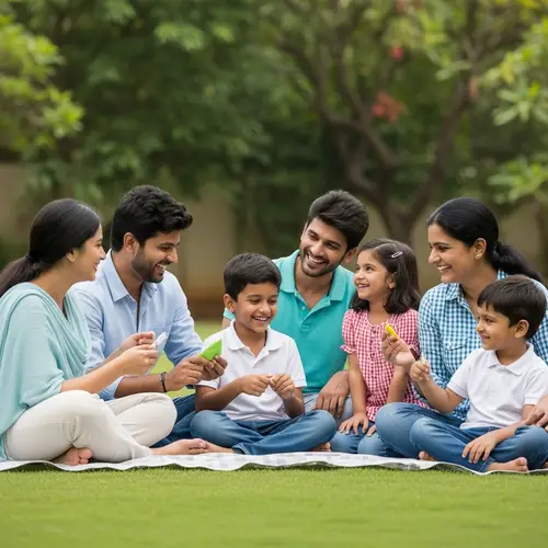 Happy Indian Modern Family Enjoying Quality Time in Beautiful Garden