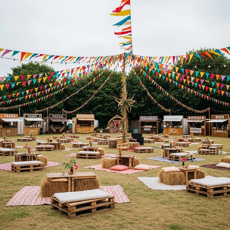 Inviting Music Festival Venue with 12 Food Stalls