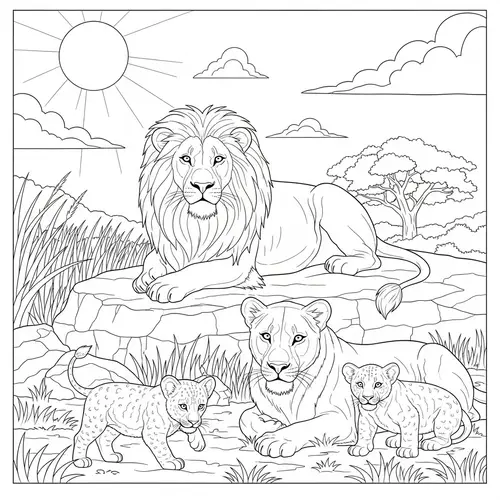 Lions Coloring Page - Fun & Relaxing Art for Kids