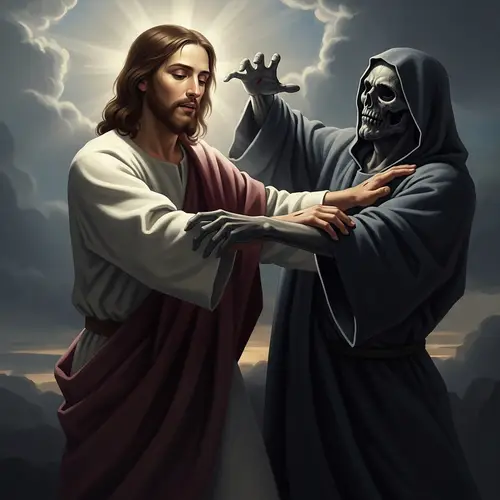 Christ Defeating Death - Symbolic Victory of Life Over Death