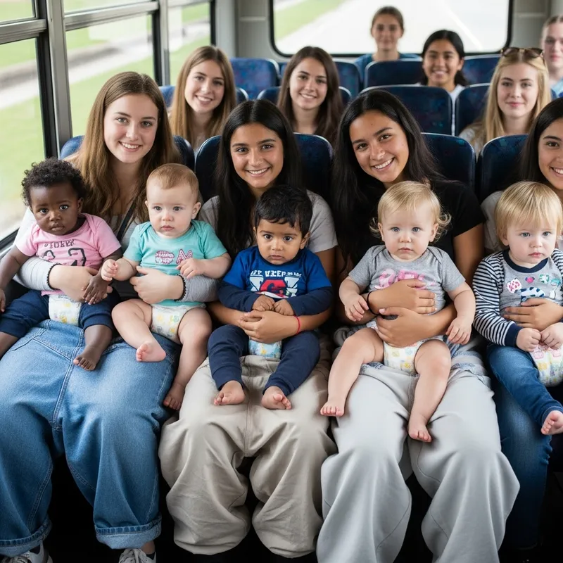 Humorous Bus Ride with Teens and Toddlers