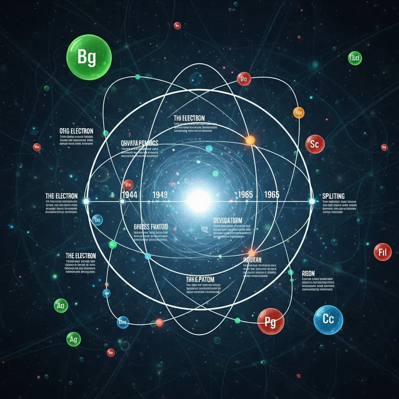 Microscopic Atomic Timeline with Periodic Table Colors