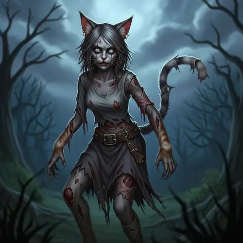Chica Neko Zombie: A Spooky Cat-Inspired Undead