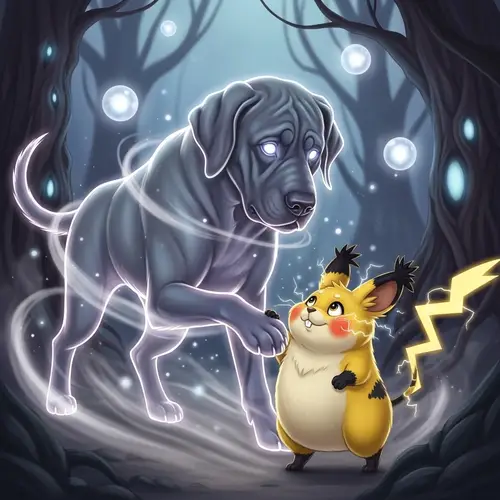Spanish Mastiff and Ghost Pokémon Playtime