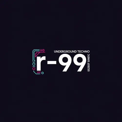 Futuristic Cyberpunk-Inspired r-99 Techno Party Logo Design