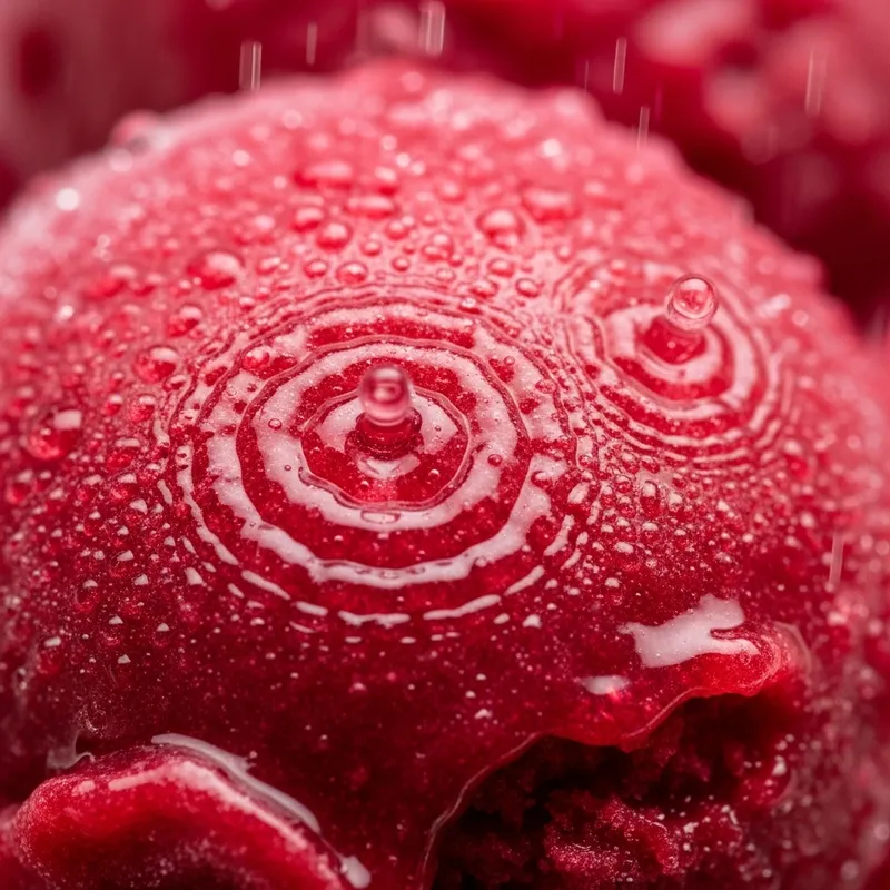 Sorbet Raspberry Rainwater Texture | Detailed Zoom-In Patterns
