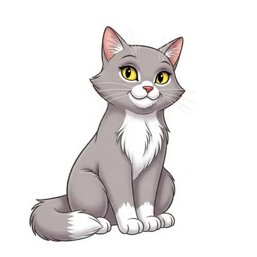 Adorable Scottish Short Hair Cat with Yellow Eyes in Disney Pixar Style