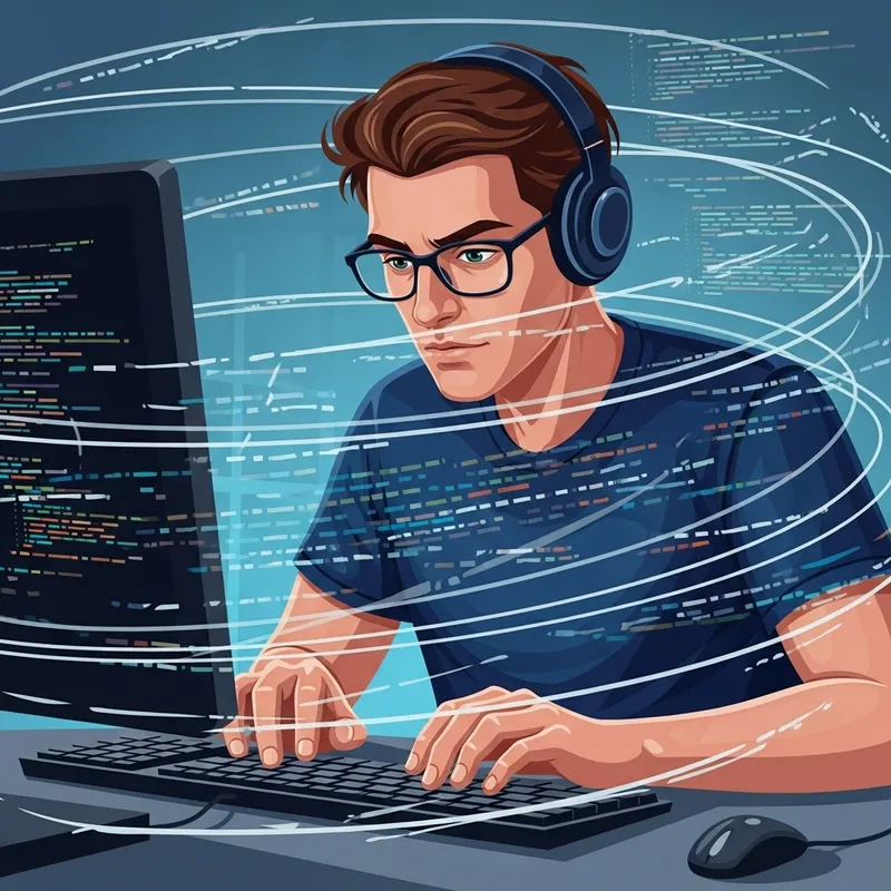 Passionate Male Developer Engrossed in Coding