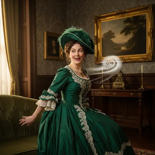 Elegant Lady Emitting Subtle Puff of Air | Jovial Moment